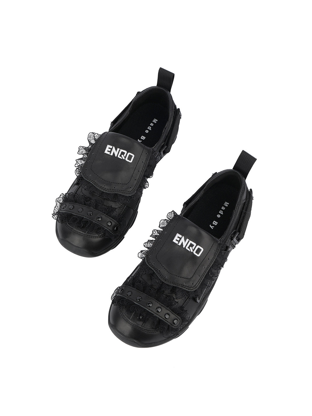 Lace-Panel Rivet Sport Sandals