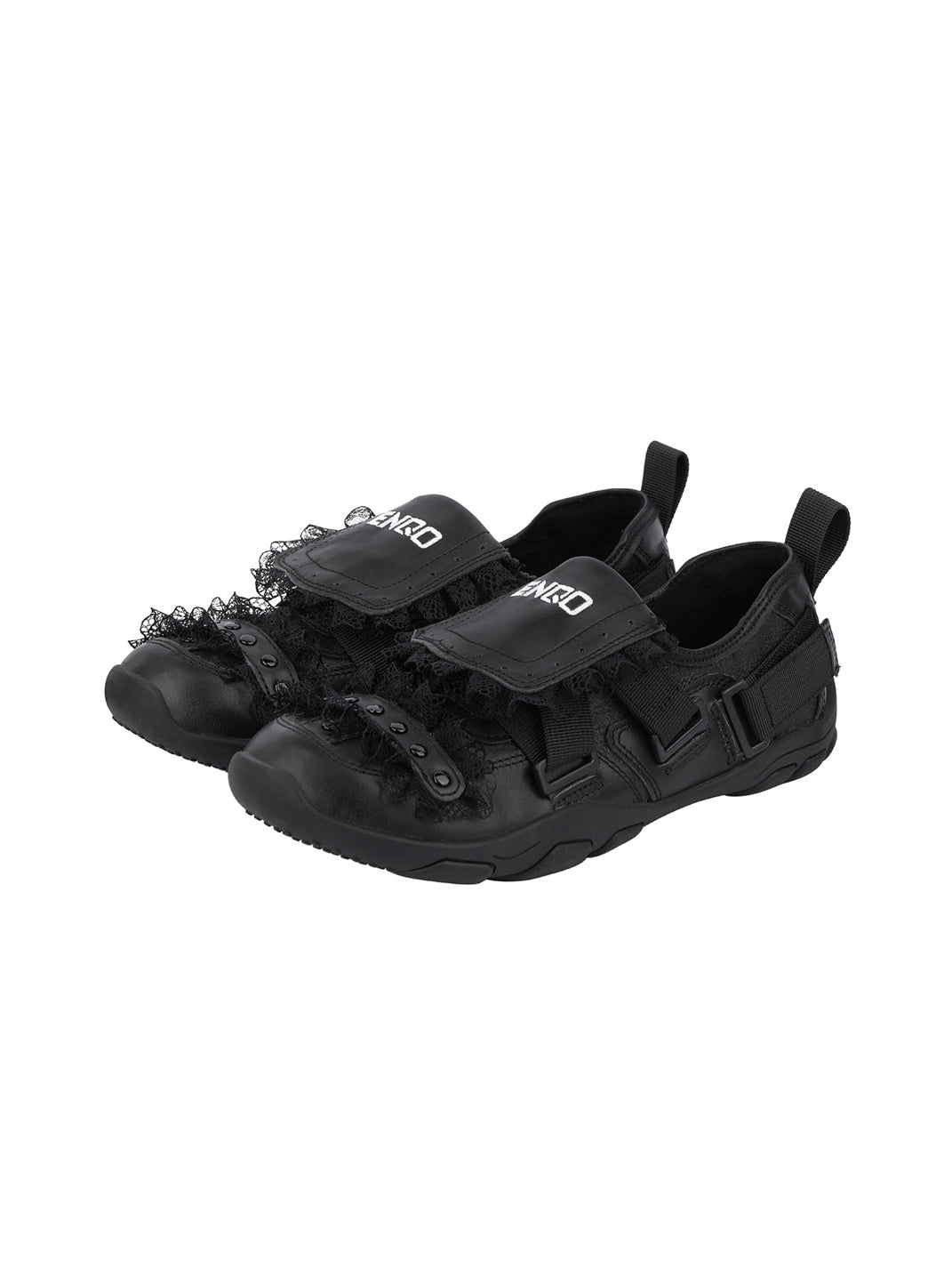 Lace-Panel Rivet Sport Sandals