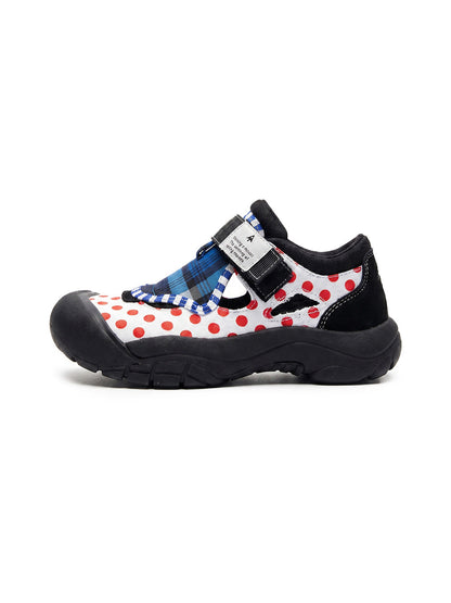 Mixed-Print Strap Trail Mary Janes