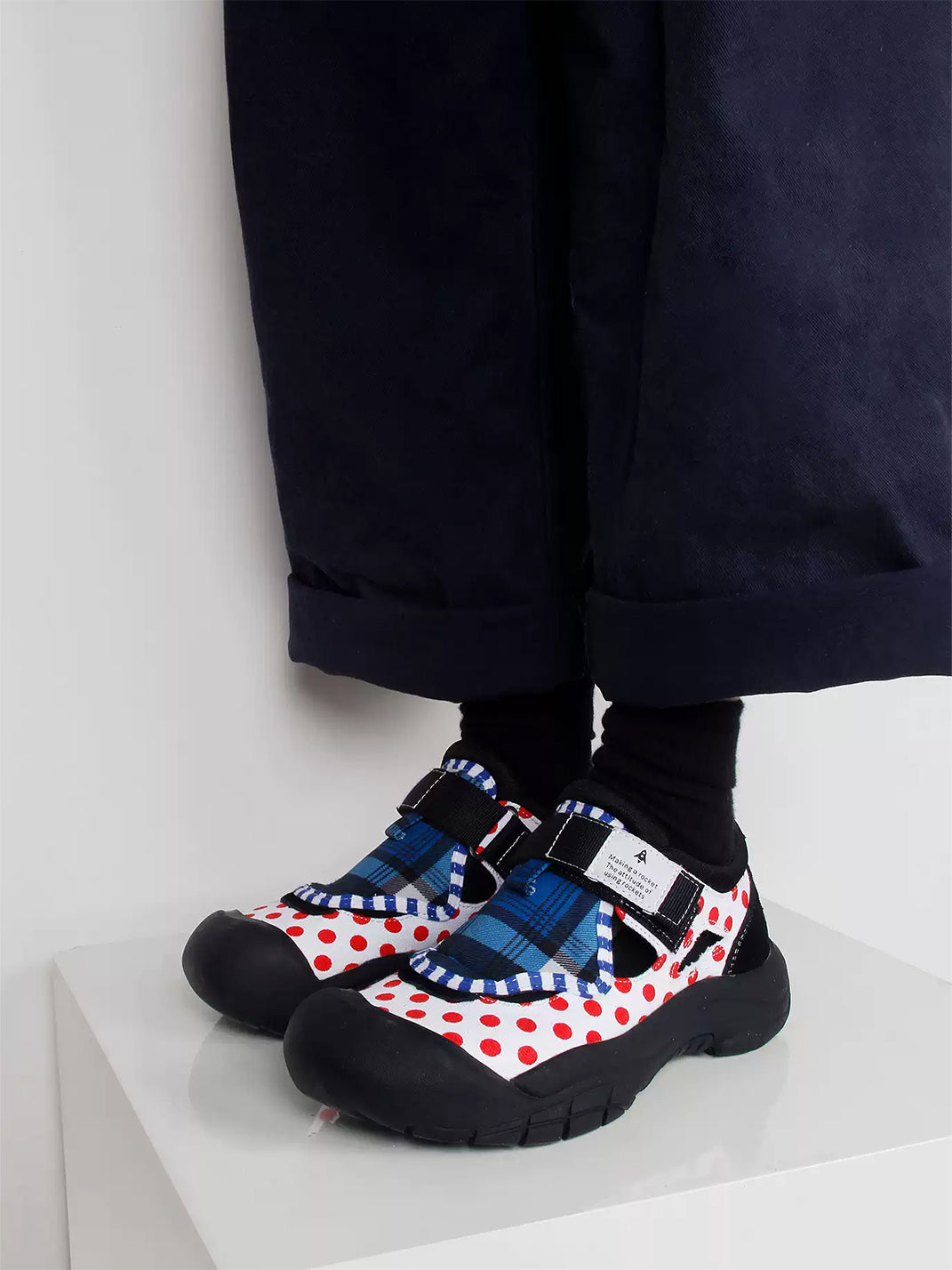 Mixed-Print Strap Trail Mary Janes