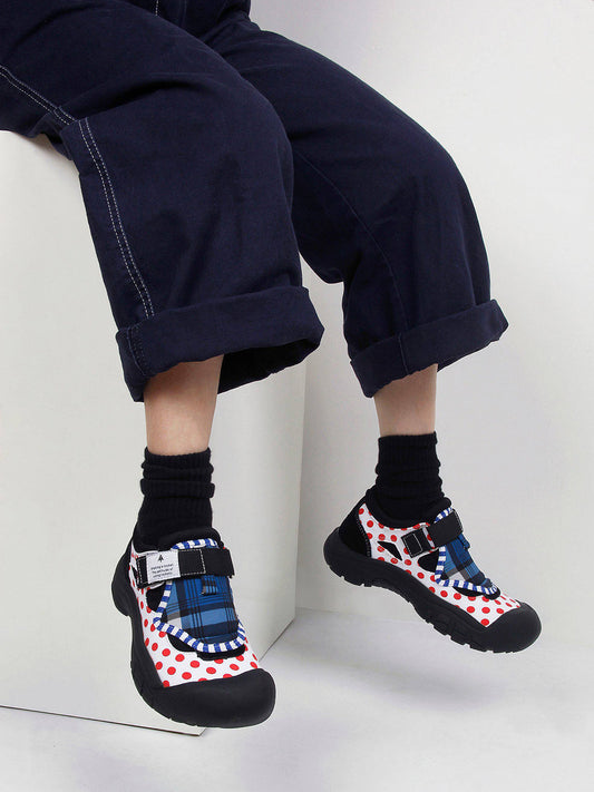 Mixed-Print Strap Trail Mary Janes