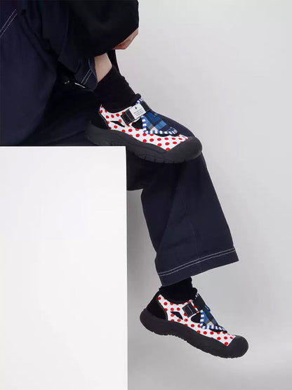 Mixed-Print Strap Trail Mary Janes