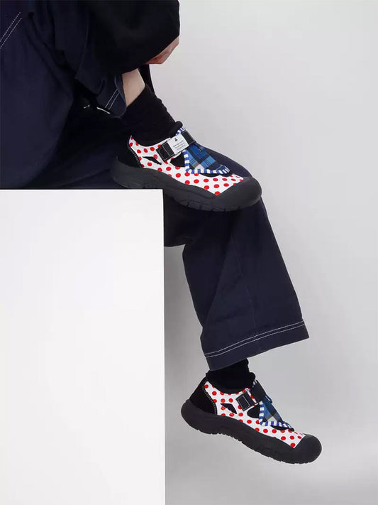 Mixed-Print Strap Trail Mary Janes