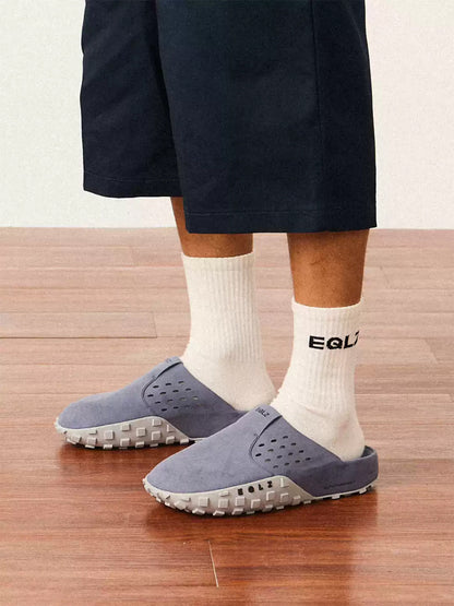 Perforated Wide-Fit Suede Support Mules