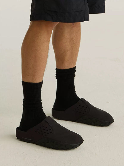 Perforated Wide-Fit Suede Support Mules
