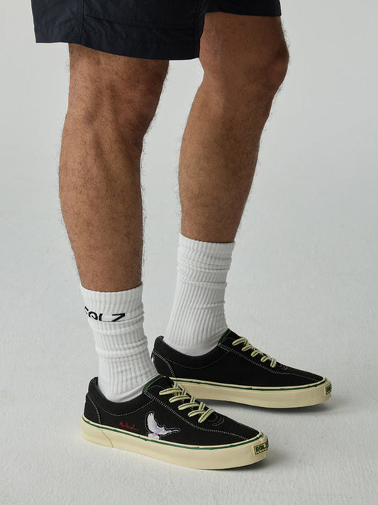 Rose-Embroidered Low-Top Skate Shoes