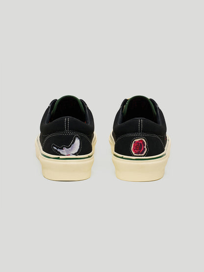 Rose-Embroidered Low-Top Skate Shoes
