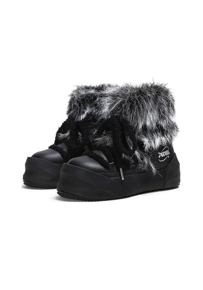 Black Short Insulated Snow Boots