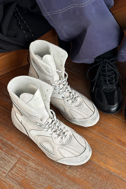 Distressed High Top Boxing Boots