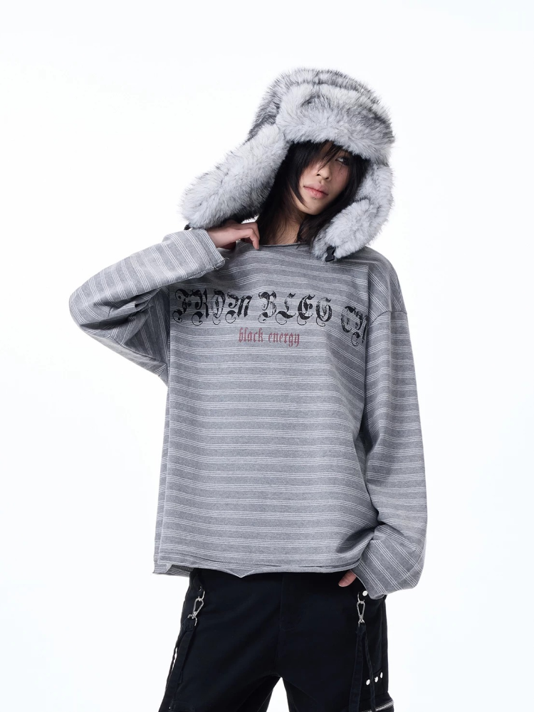 Striped Cotton Crewneck Long-sleeve T-shirt