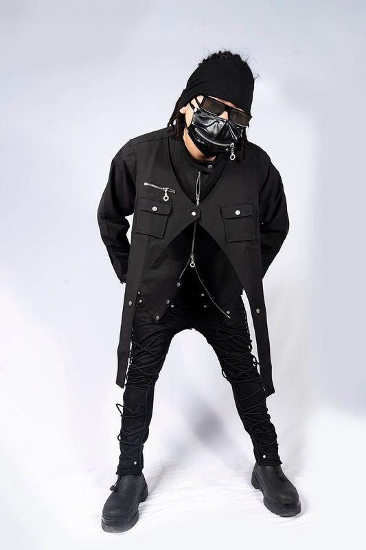 INSIDE OUT Arc Paneled Rivet Jacket