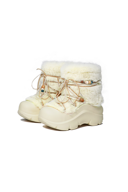 Faux Fur Beaded Platform Snow Boots