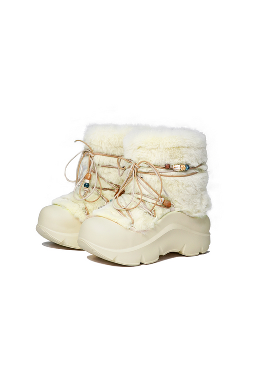Faux Fur Beaded Platform Snow Boots