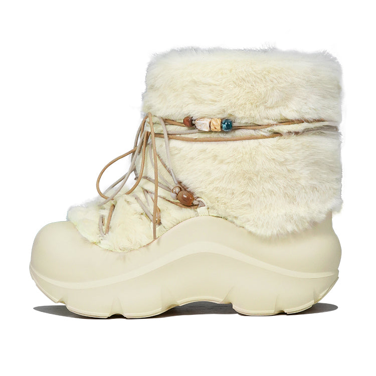 Faux Fur Beaded Platform Snow Boots