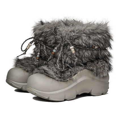 Faux Fur Beaded Platform Snow Boots