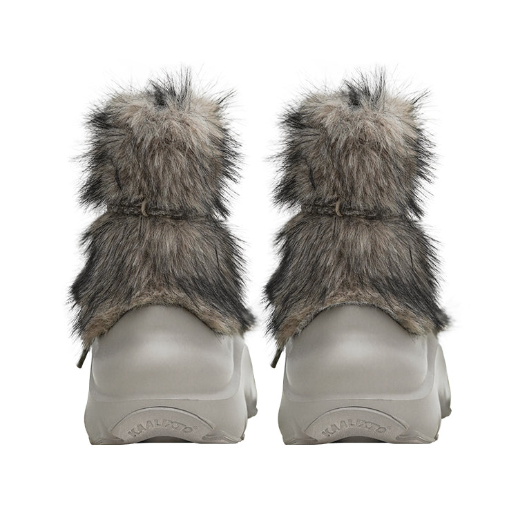 Faux Fur Beaded Platform Snow Boots