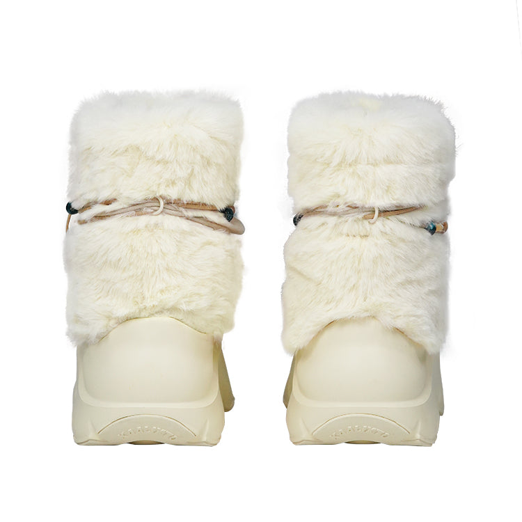 Faux Fur Beaded Platform Snow Boots