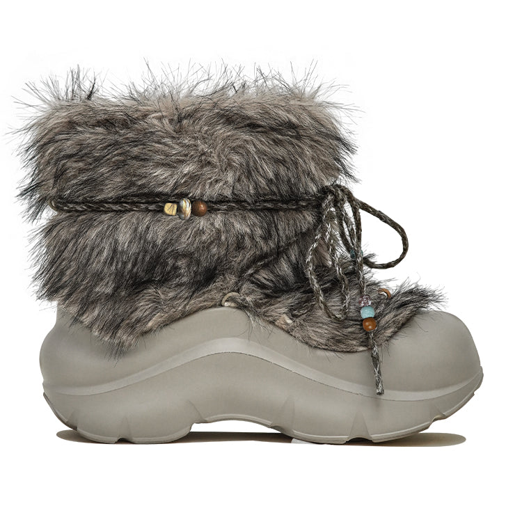 Faux Fur Beaded Platform Snow Boots