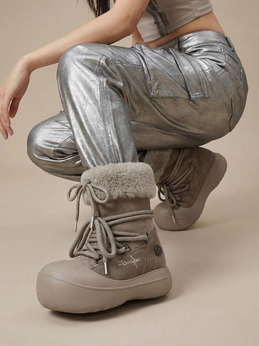 Faux Fur Cuff Platform Snow Boots