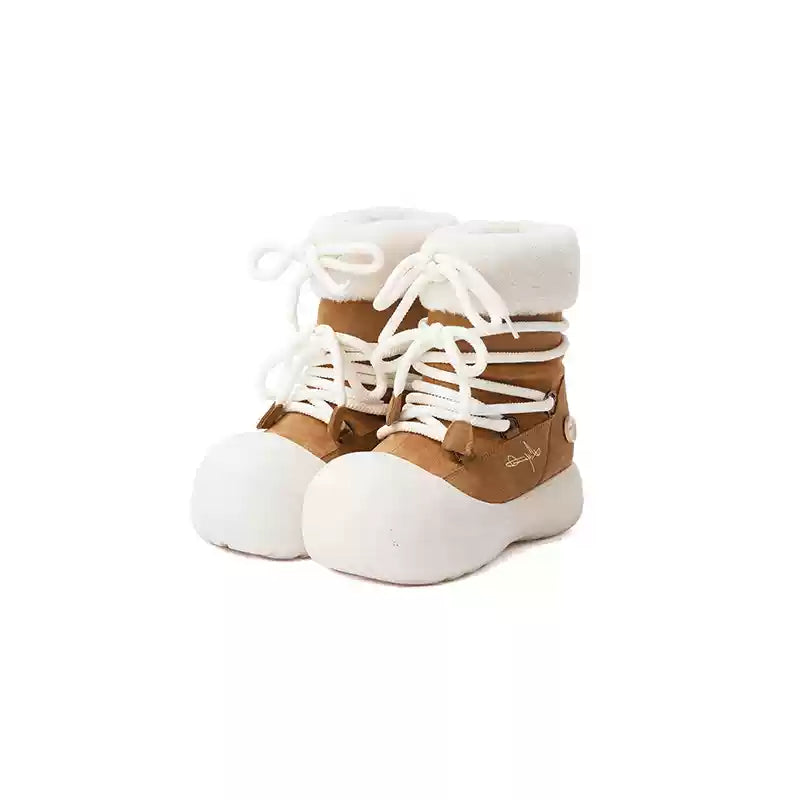 Faux Fur Cuff Platform Snow Boots