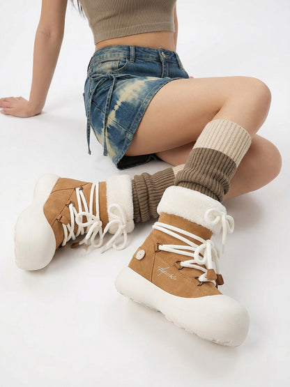 Faux Fur Cuff Platform Snow Boots