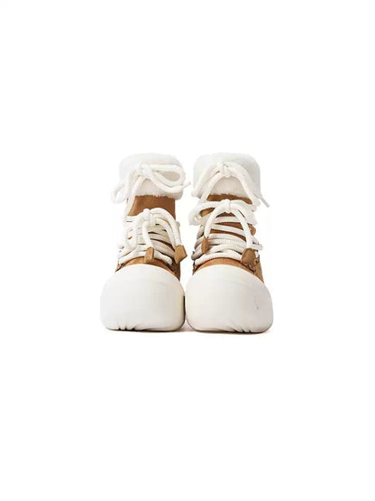 Faux Fur Cuff Platform Snow Boots