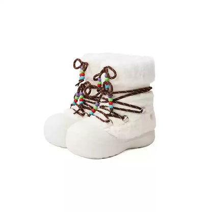 Faux Fur Cuff Platform Snow Boots