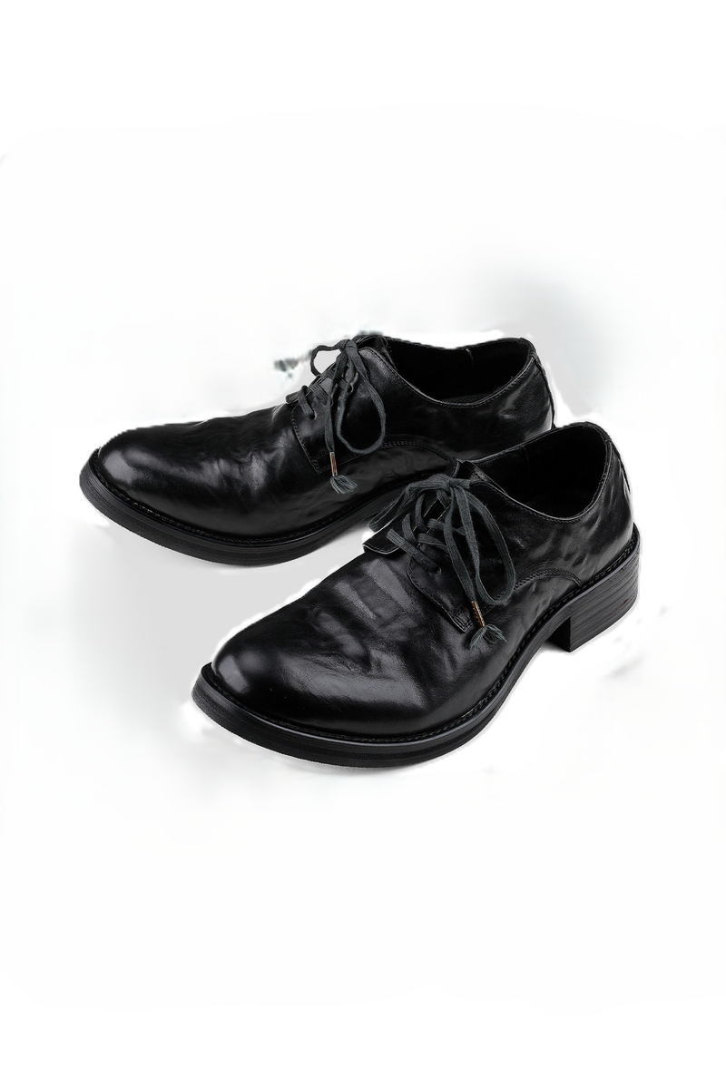 Wrinkled Leather Derby Shoes