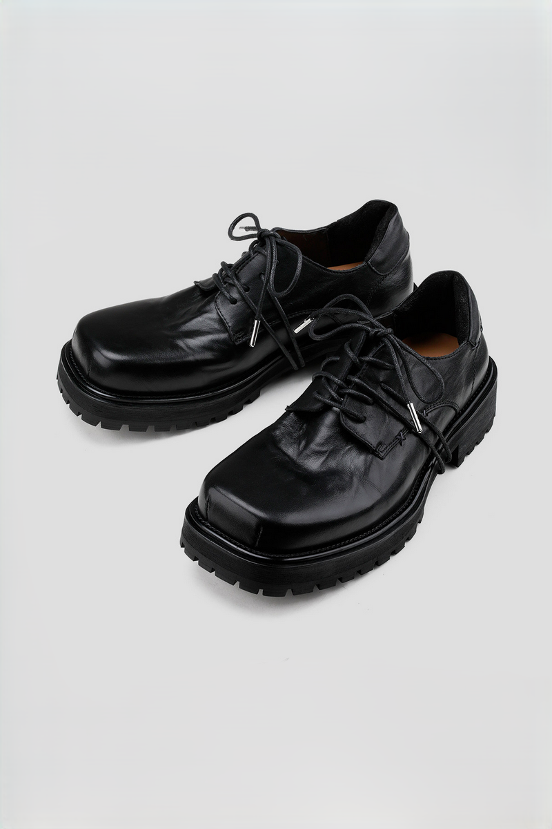 Washed Square Toe Derby Shoes
