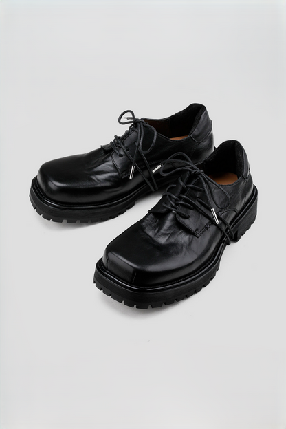Washed Square Toe Derby Shoes
