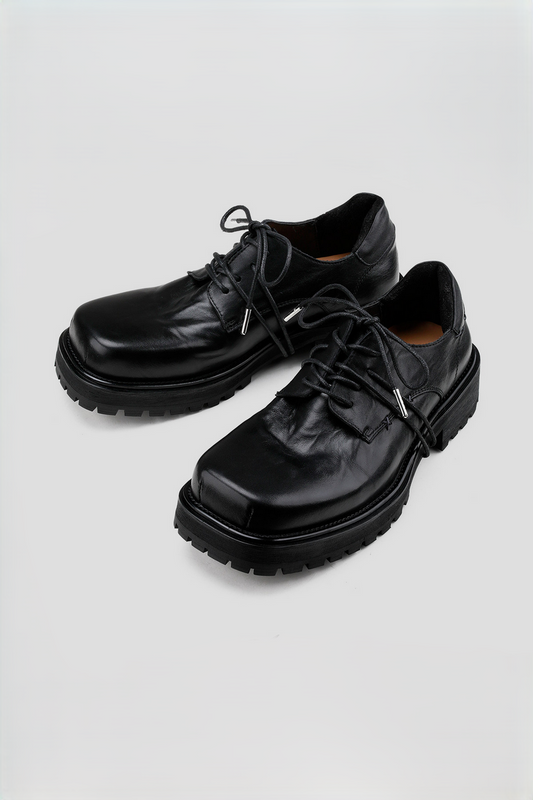 Washed Square Toe Derby Shoes