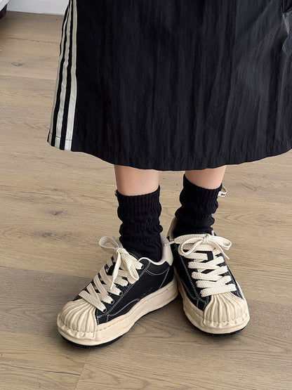 Distressed 7CM Platform Court Sneakers