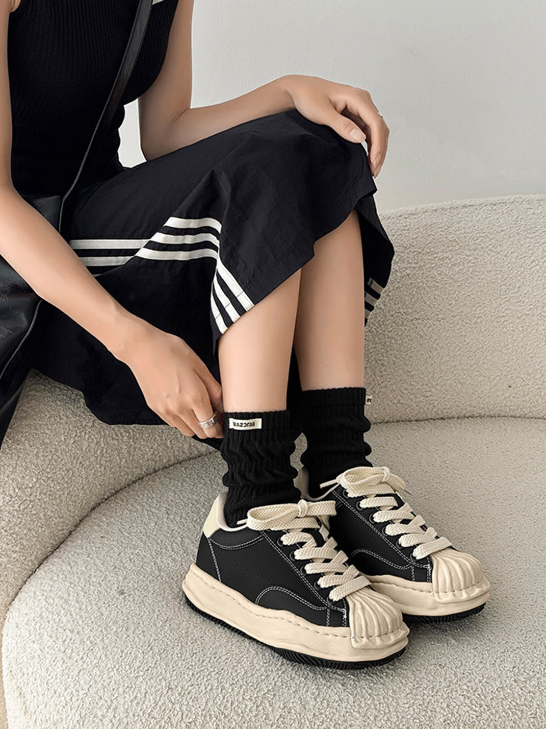 Distressed 7CM Platform Court Sneakers