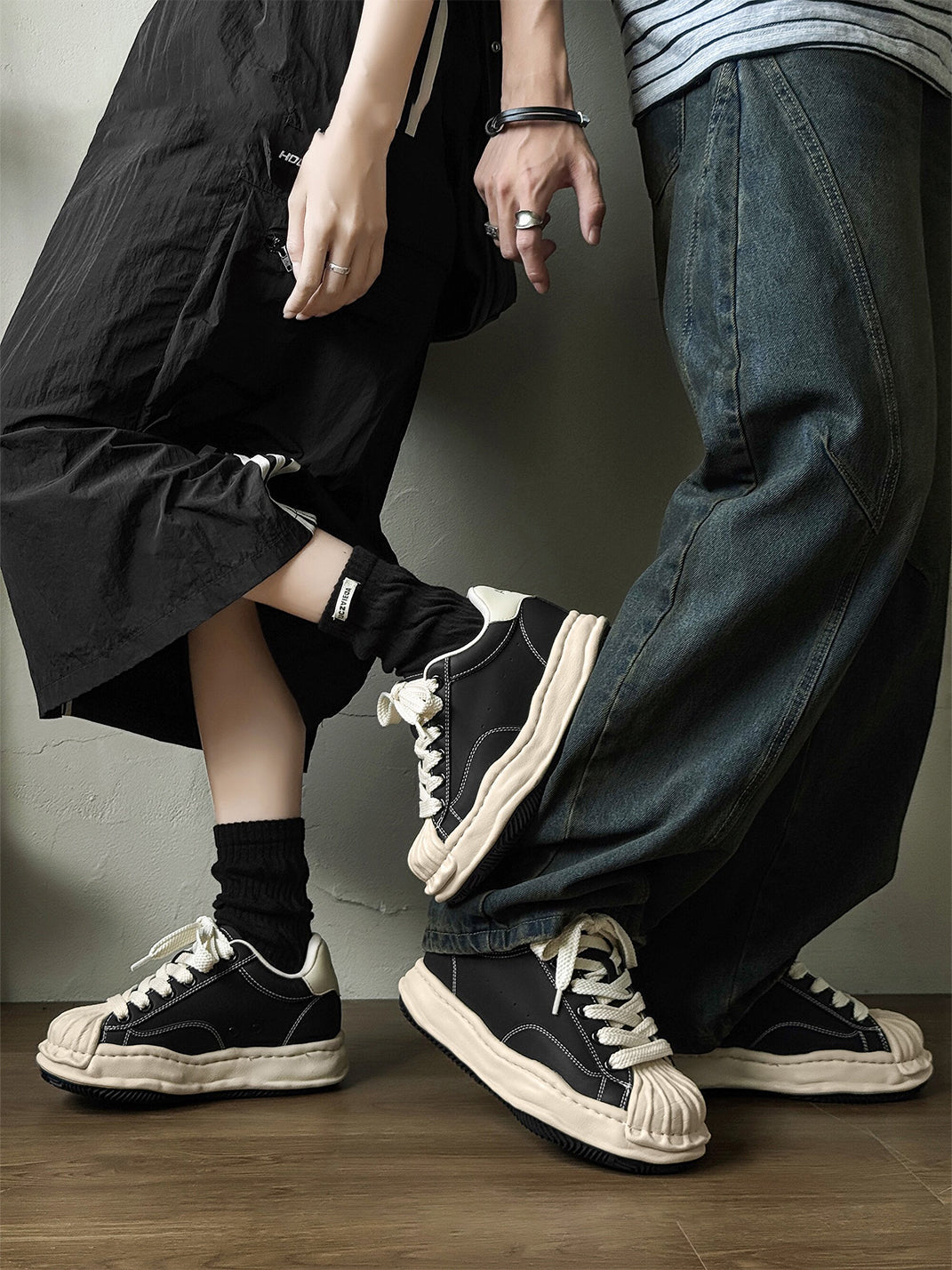 Distressed 7CM Platform Court Sneakers