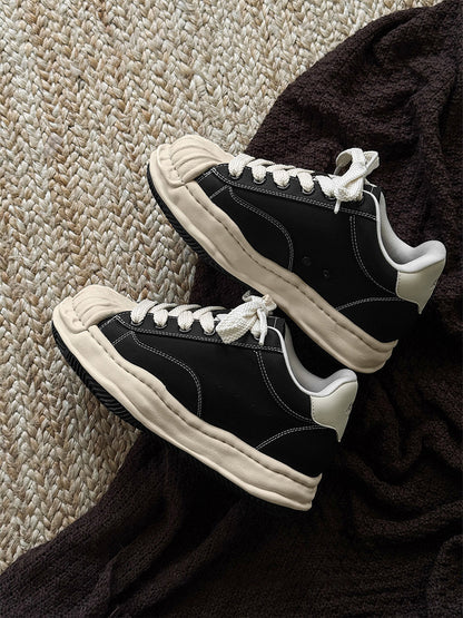 Distressed 7CM Platform Court Sneakers