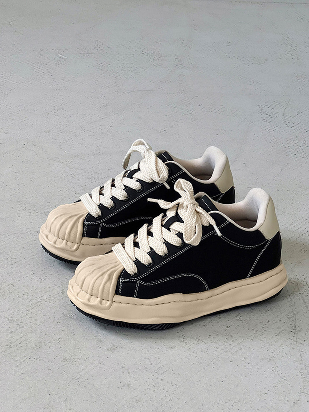 Distressed 7CM Platform Court Sneakers