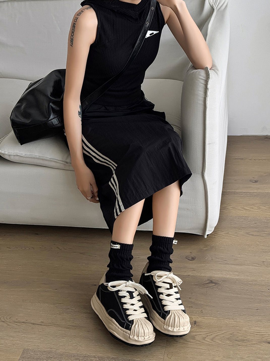 Distressed 7CM Platform Court Sneakers