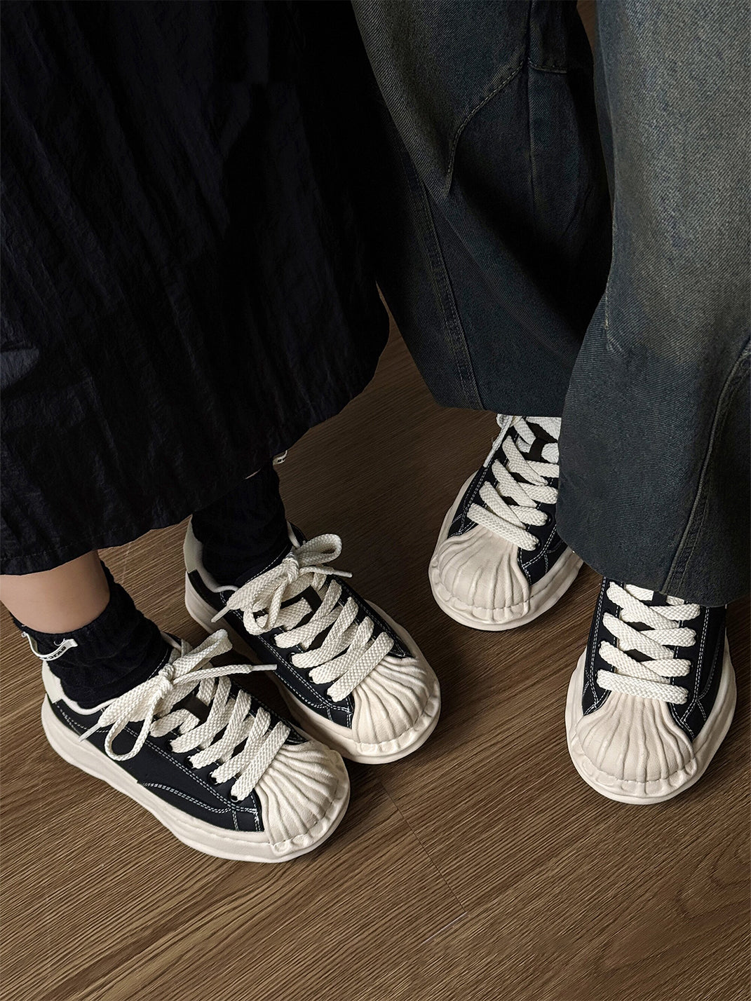 Distressed 7CM Platform Court Sneakers