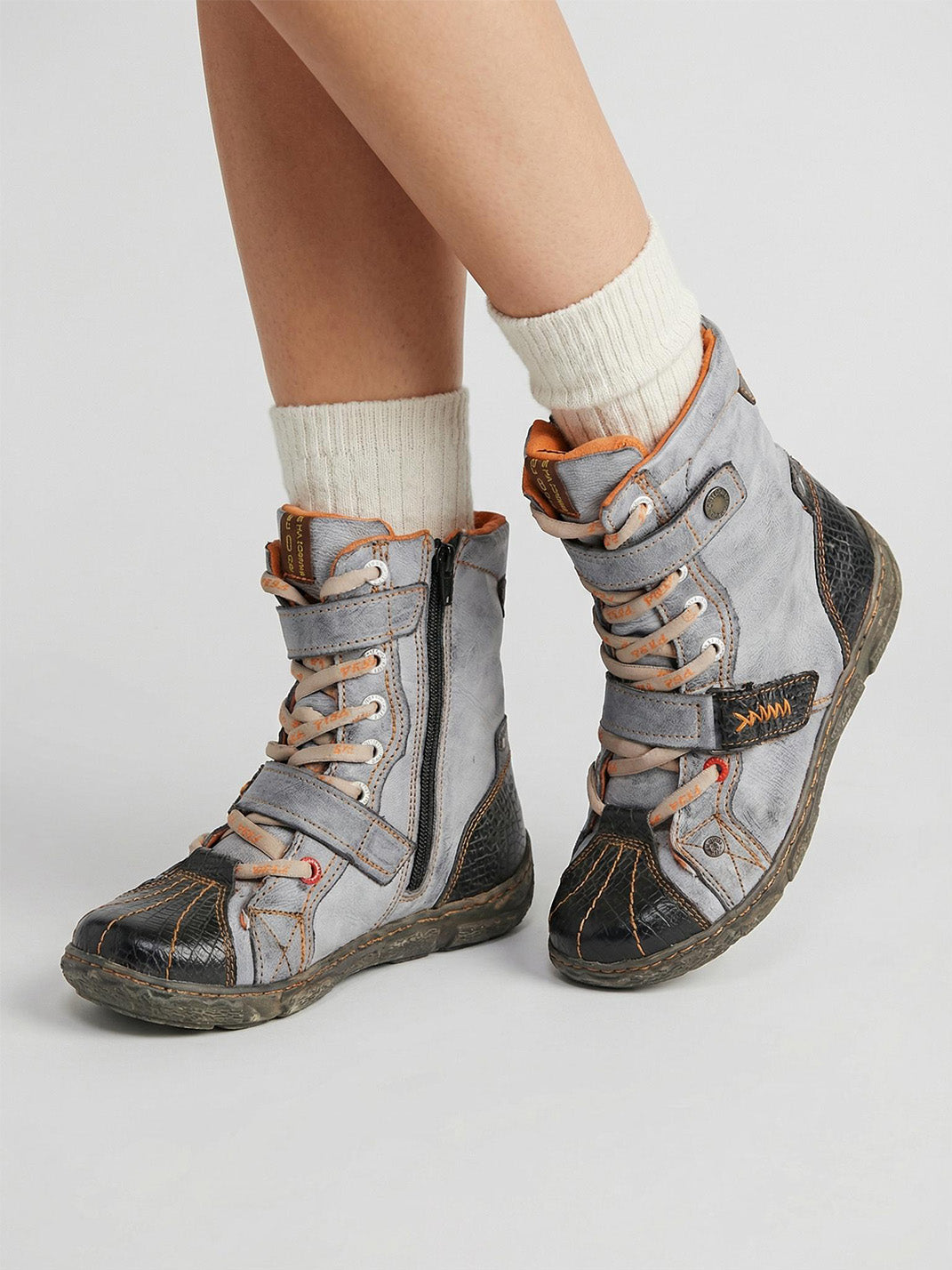 Fleece-Lined Hand-Stitched Mid-Calf Boots