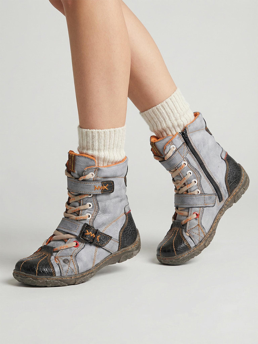 Fleece-Lined Hand-Stitched Mid-Calf Boots