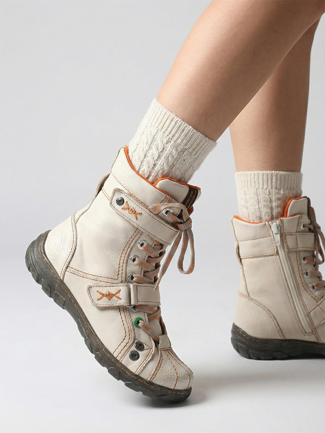 Fleece-Lined Hand-Stitched Mid-Calf Boots