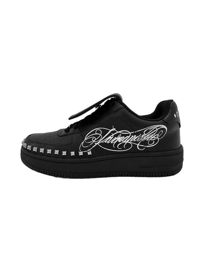 Foldover-Tongue Leather Chunky Low-Top Sneakers