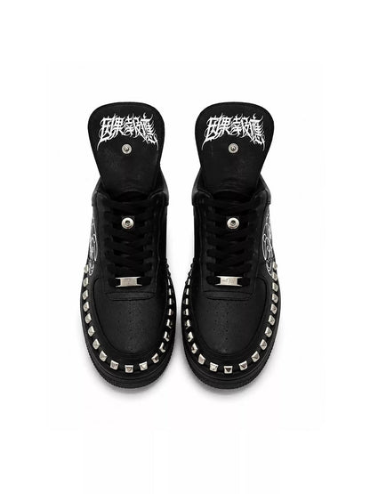 Foldover-Tongue Leather Chunky Low-Top Sneakers
