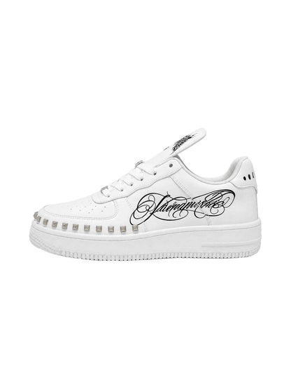 Foldover-Tongue Leather Chunky Low-Top Sneakers