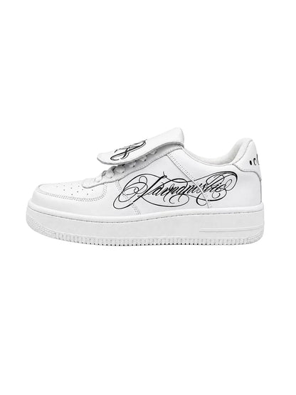 Foldover-Tongue Leather Chunky Low-Top Sneakers