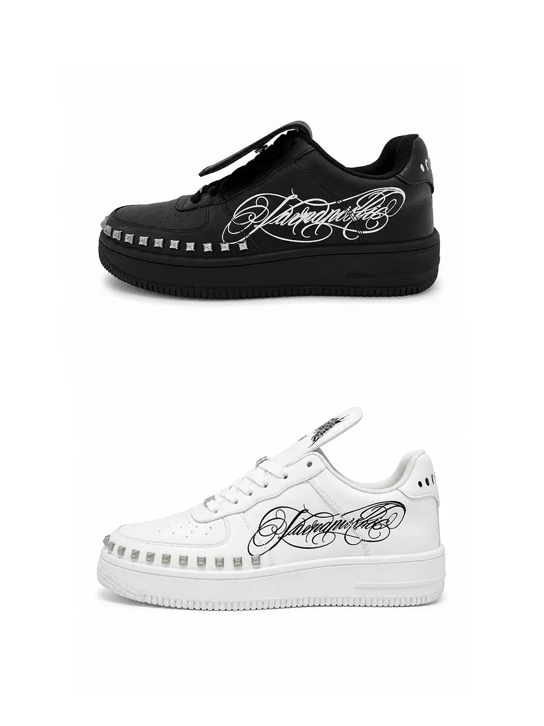 Foldover-Tongue Leather Chunky Low-Top Sneakers