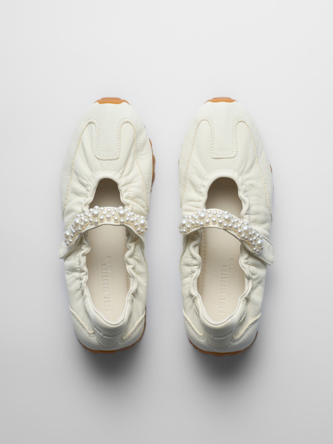 Pearl-Strap Leather Ballet Mary Janes
