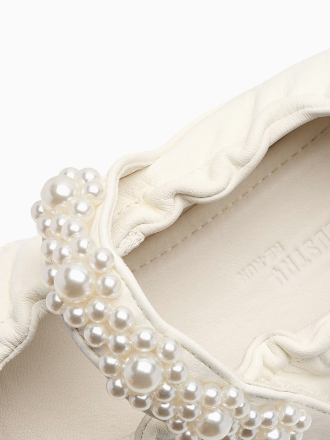 Pearl-Strap Leather Ballet Mary Janes