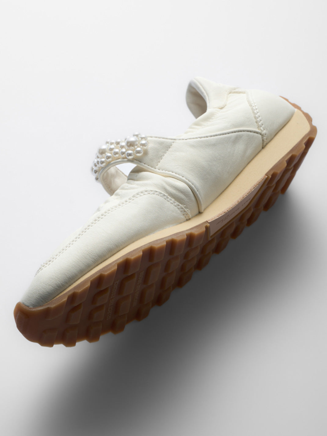 Pearl-Strap Leather Ballet Mary Janes
