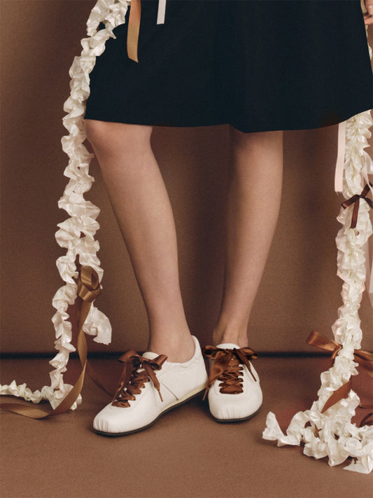Ribbon-Laced Low-Profile Retro Trainers
